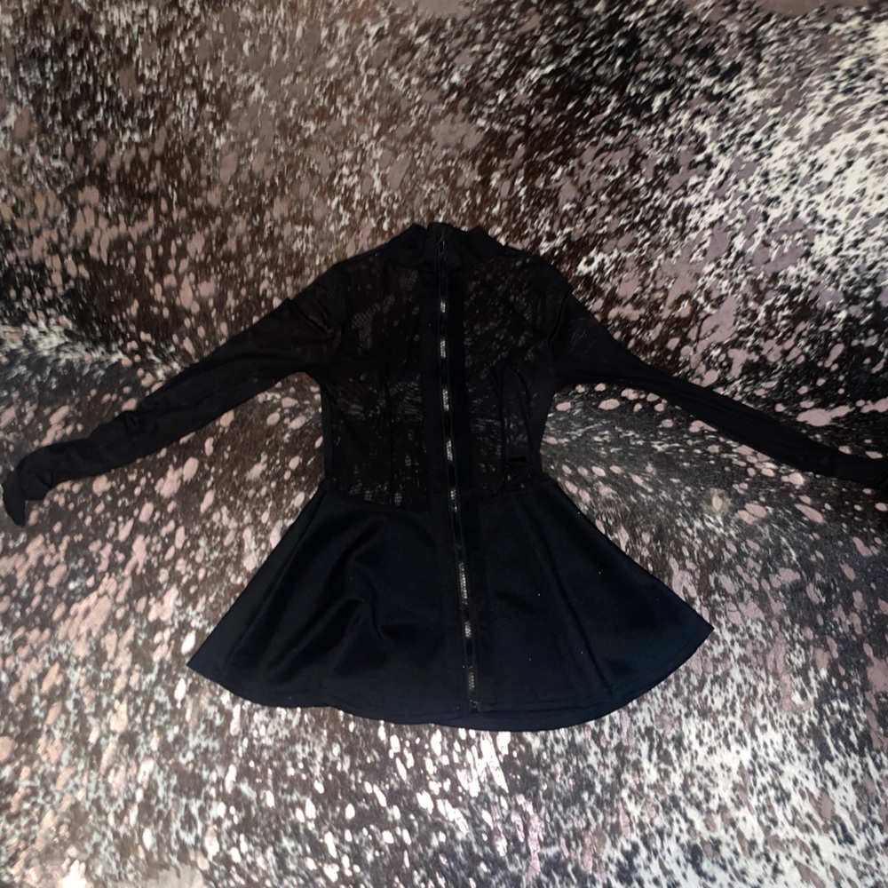 Black sheer zip up blazer top